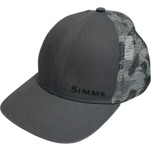 Simms Trucker Hat Mens Gray Camouflage Mesh Snapback Cap Angler Fishing Hiking